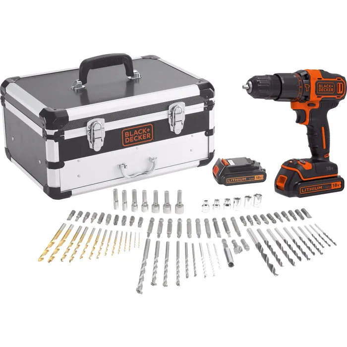Black & Decker Black & Decker Accu boor/schroefmachine BDC718AS2F met 80 accessoires in koffer