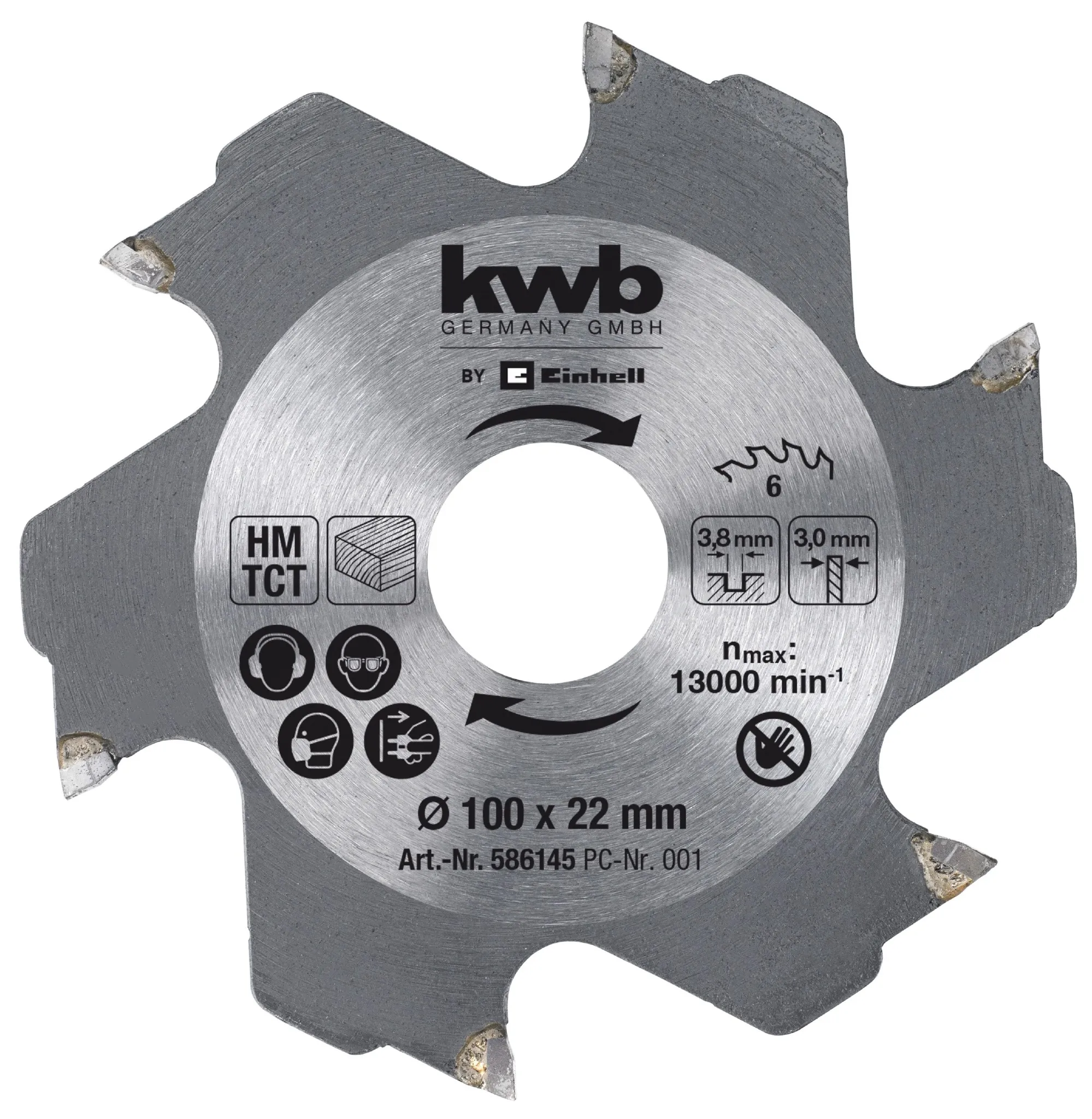 KWB KWB Freesblad - 1 stuk - Ø100 x 22 x 3,0 mm / 6 T