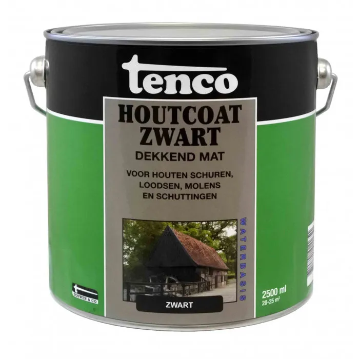 Tenco Tenco Houtcoat Dekkend Zwart mat - Waterbasis - 2,5 Liter
