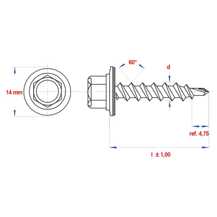 PGB Damwandschroef 35mm Ral 6005