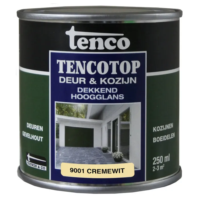 Tenco Tencotop Deur & Kozijn Dekkend Hoogglans RAL 9001 Crème Wit - 250 ml