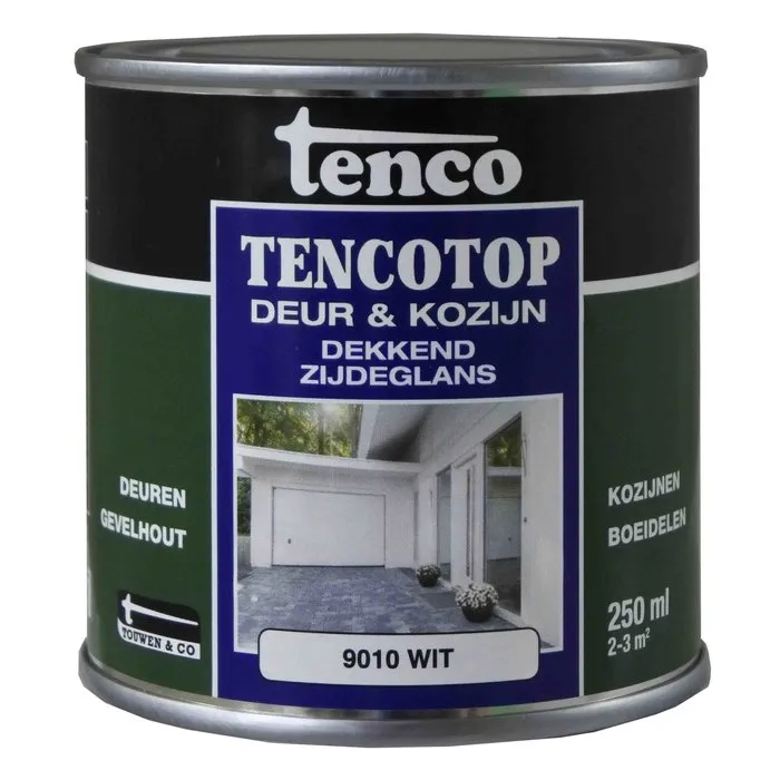 Tenco Tencotop Deur & Kozijn Dekkend Zijdeglans RAL 9010 Wit - 250 ml