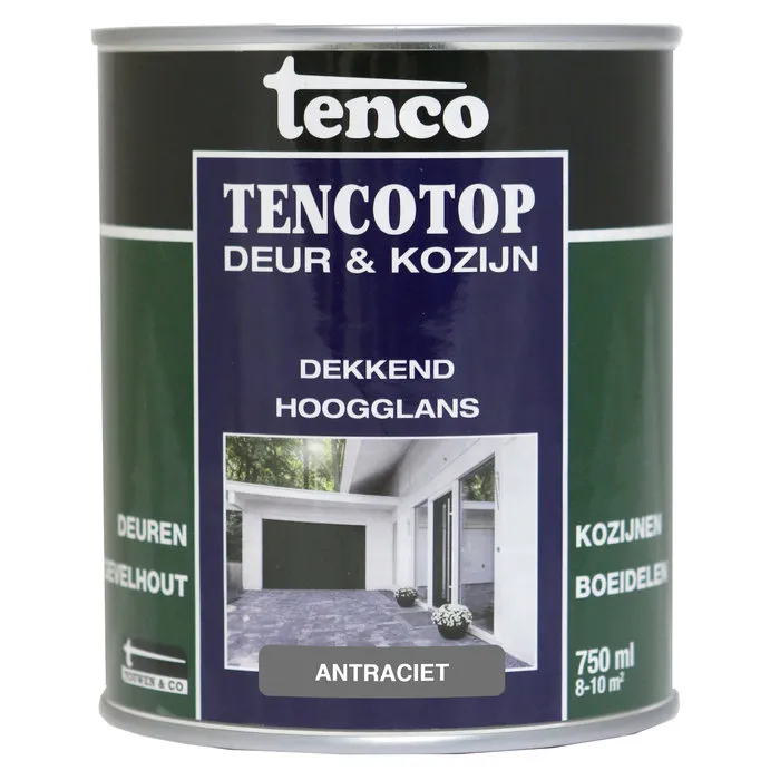 Tenco Tencotop Deur & Kozijn Dekkend Hoogglans Antraciet - 750 ml