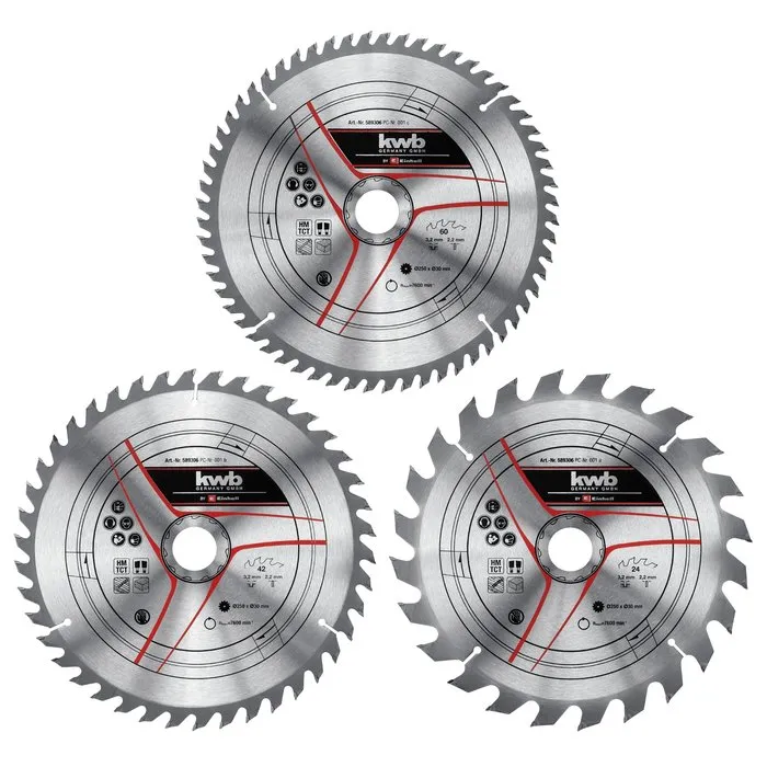 KWB KWB Zaagblad-set 250 x 3,2 x 30mm - 24, 42 & 60 Tands