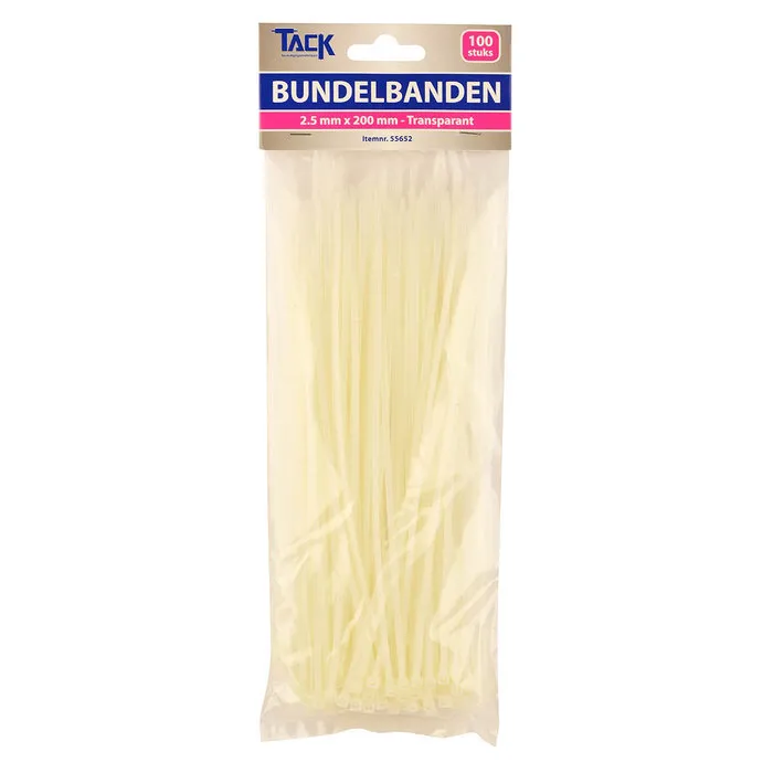 Overig Bundelbandjes Tyraps transparant 2,5 x 200 mm - 100 Stuks