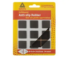 Deltafix Deltafix Anti-slip Rubber Vierkant 25x25mm Zwart 9 Stuks