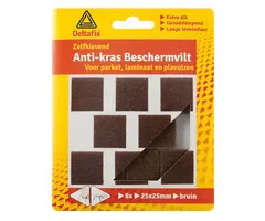 Deltafix Deltafix Anti-krasvilt Vierkant 25x25mm Bruin 8 Stuks