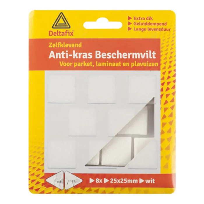 Deltafix Deltafix Anti-krasvilt Vierkant 25x25mm Wit 8 Stuks
