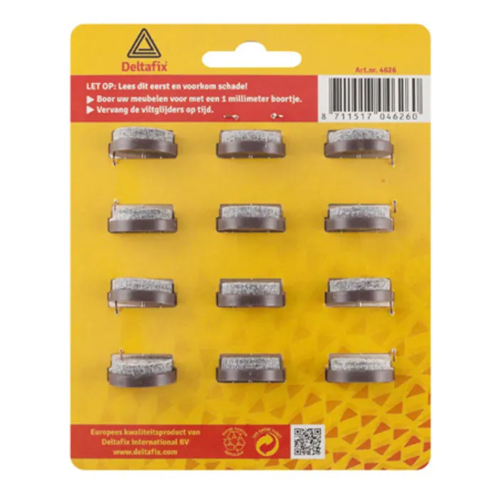 Deltafix Deltafix Meubelviltglijders 24mm - Bruin - 12 Stuks met nagel