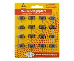 Deltafix Deltafix Meubelviltglijders 20mm Bruin 16 Stuks Schroef