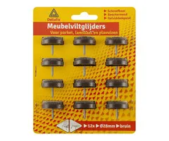 Deltafix Deltafix Meubelviltglijders 28mm Bruin 12 Stuks Schroef