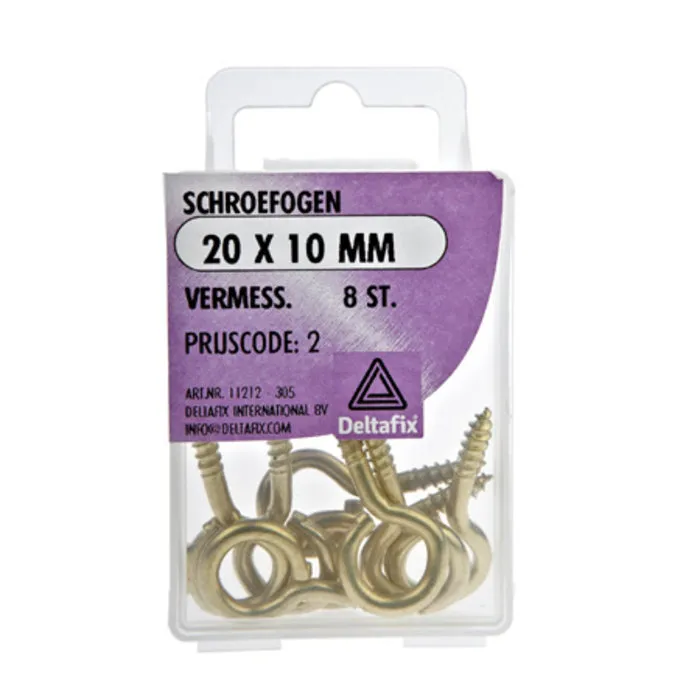 Deltafix Deltafix Schroefogen vermessingd 20x10 mm 8 stuks