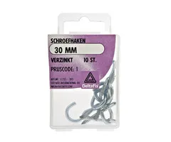 Deltafix Deltafix Schroefhaken verzinkt 30 mm 10 stuks