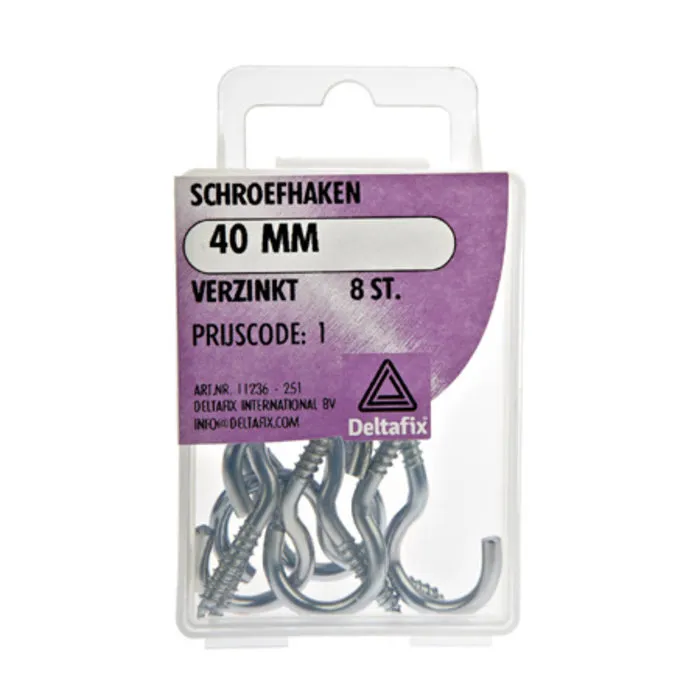 Deltafix Deltafix Schroefhaken verzinkt 40 mm 8 stuks