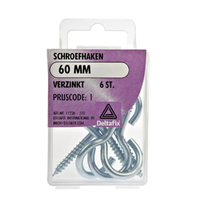 Deltafix Deltafix Schroefhaken verzinkt 60 mm 6 stuks