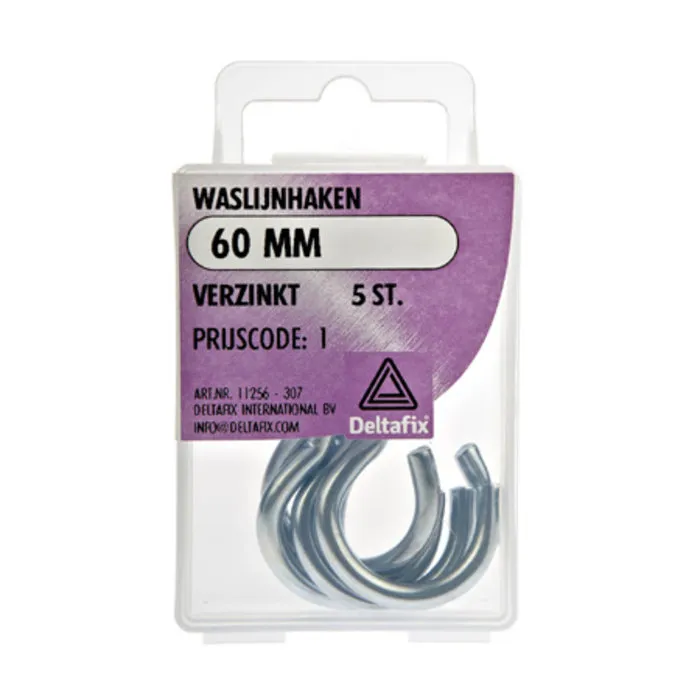 Deltafix Deltafix Waslijnhaken wit 60 mm 5 stuks