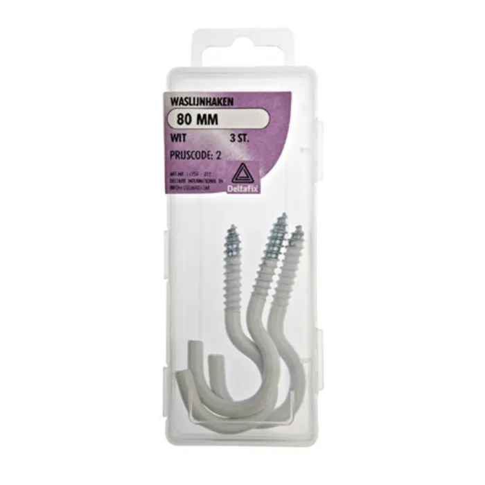 Deltafix Deltafix Waslijnhaken wit 80 mm 3 stuks