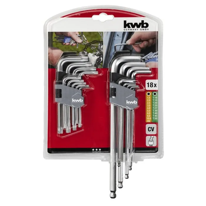 KWB KWB Stiftsleutelset zeskant/torx 18-delig
