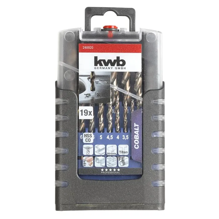 KWB KWB Cobalt spiraalborenset 1-10mm 19-delig