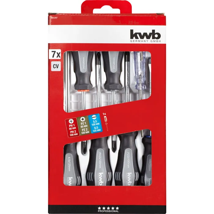 KWB KWB Schroevendraaierset VL/PH/PZ 7-Delig