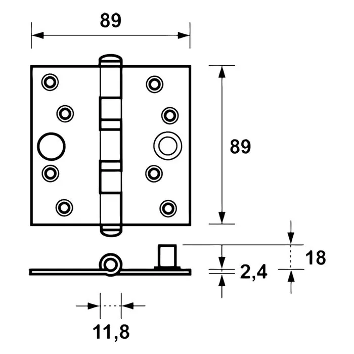 Axa Scharnier 89x89mm + dievenpen