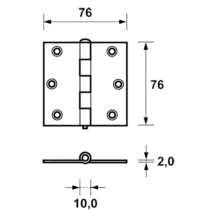 Axa Axa scharnier vierkant model, verzinkt 76 x 76 mm