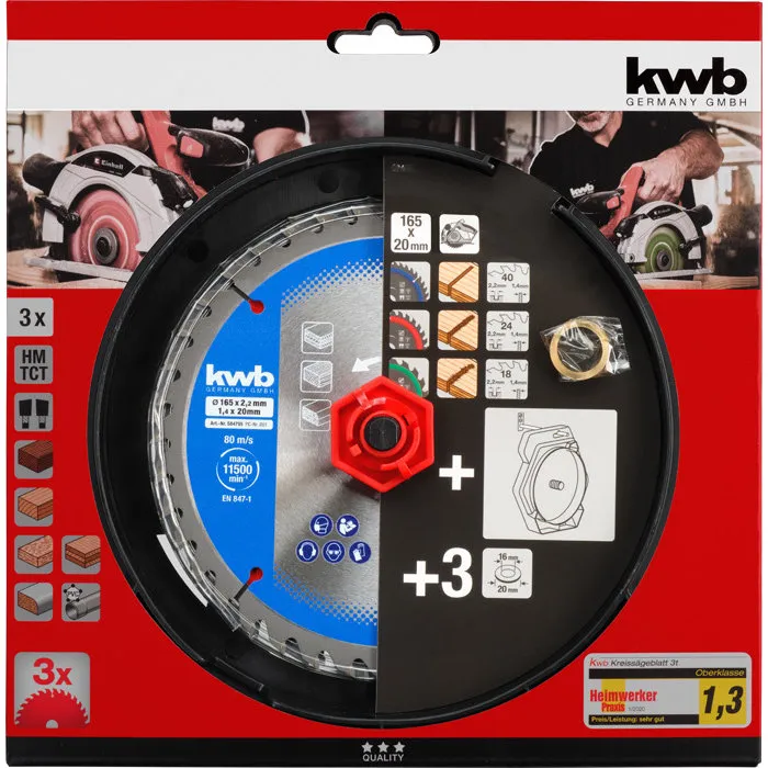 KWB KWB ZaagbladSet 165 x 20mm 18/24/40Tands