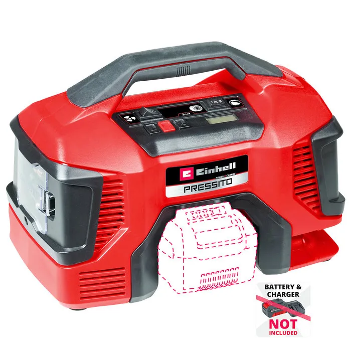 Einhell Gereedschap Einhell PRESSITO 18/21 Accu Compressor – 18V – Hoge & Lage Druk – Zonder Accu