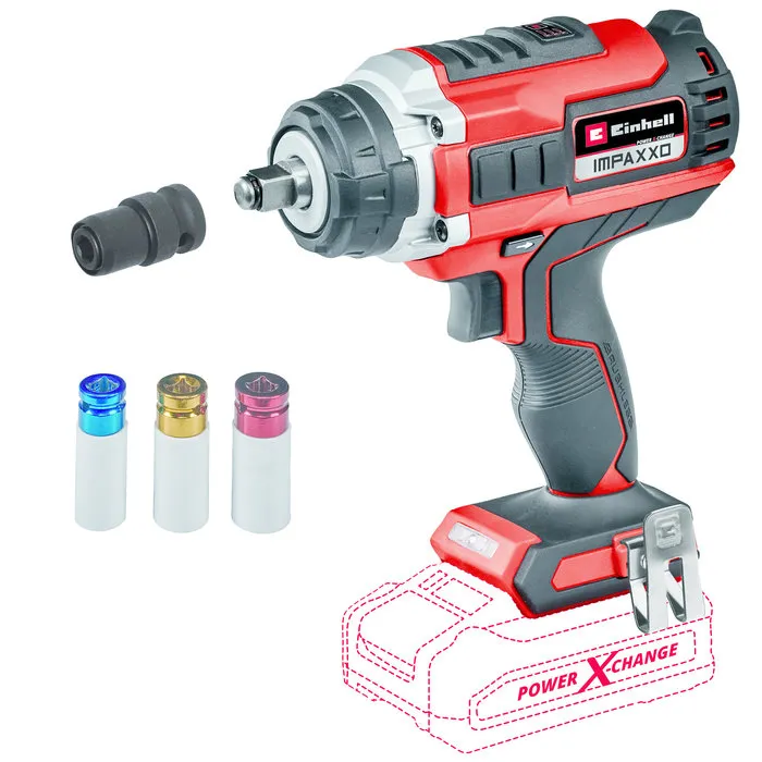 Einhell Gereedschap Einhell IMPAXXO 18/400 BL Solo – Accu Slagmoersleutel – 400Nm – Brushless – 3 Snelheden – LED – Incl. Bitadapter & Moerset