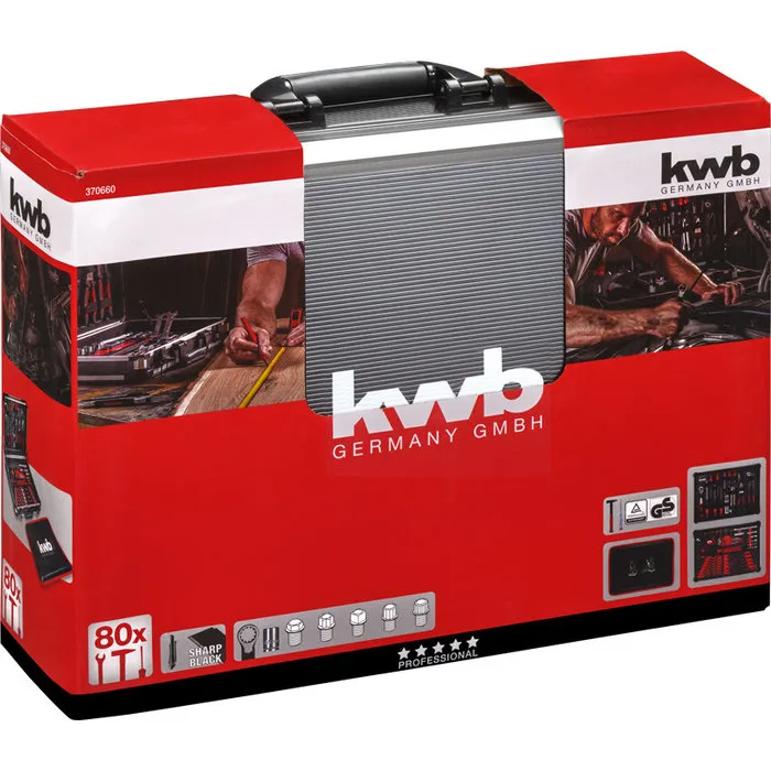 KWB KWB Gereedschapskoffer 80-delig in Aluminium Koffer