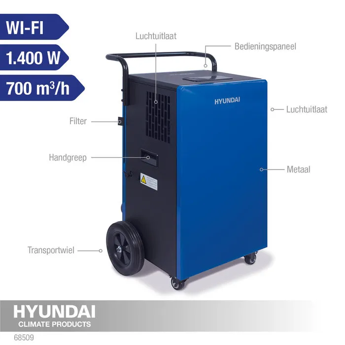 Hyundai Hyundai Industriële luchtontvochtiger WIFI - 90 liter - Bouwdroger