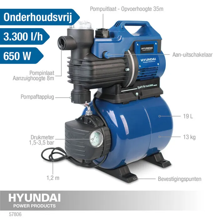 Hyundai Hyundai Hydrofoorpomp 3300 L/H - 650W-57806
