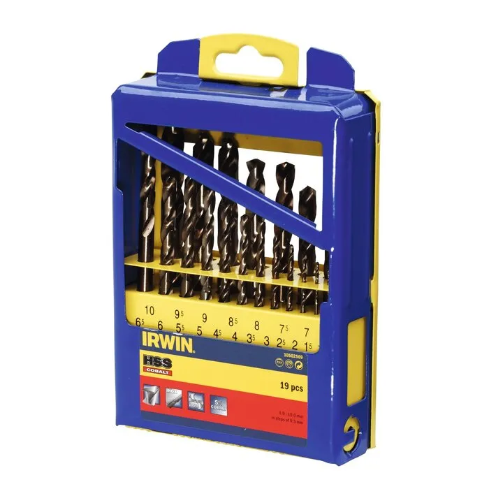 Irwin IRWIN HSS Metaalboor 135° Cobalt, 19PCS Set in metalen koffer: 1,0 - 10,0 mm