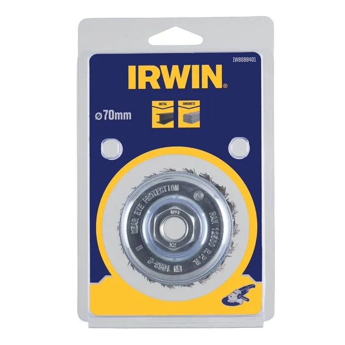 Irwin IRWIN Komstaaldraadborstel (haakse slijper) voor metaal, beton, diameter 70mm.