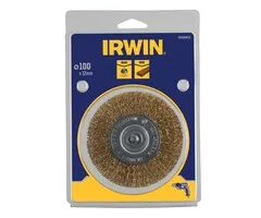 Irwin Staaldraadborstel messing (boormachine) voor hout, diameter: 100mm. Dikte: 12mm.