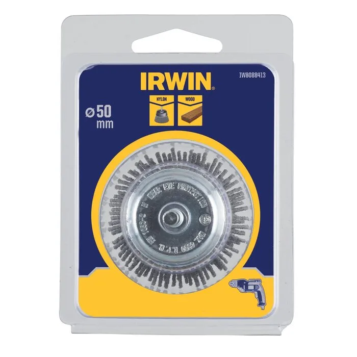 Irwin IRWIN Nylondraadborstel (boormachine) voor hout - fijn, komvormig, diameter van 50mm.