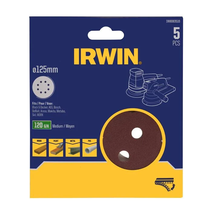 Irwin IRWIN Schuurschijven excentrisch diameter 125mm met klittenband, K120