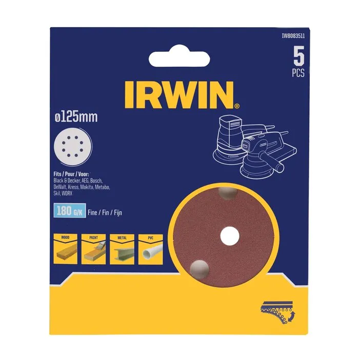 Irwin IRWIN Schuurschijven excentrisch diameter 125mm met klittenband, K180