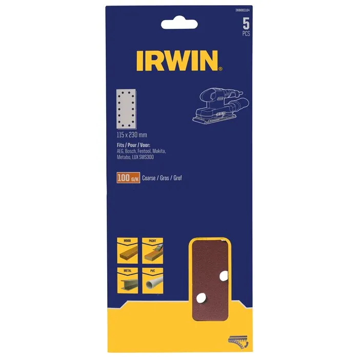 Irwin IRWIN Schuurstroken 1/2 vlakschuur 115x230mm met klittenband, K100