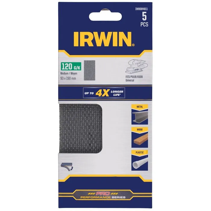 Irwin IRWIN Schuurgaas 1/3 vlakschuur, universeel, met klittenband, 190x93mm, K120