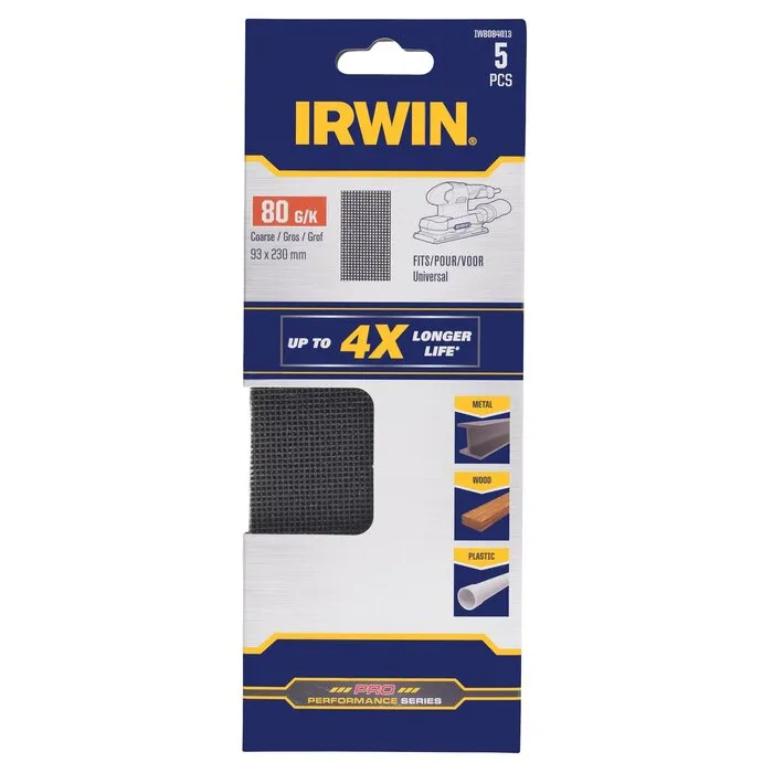 Irwin IRWIN Schuurgaas 1/3 vlakschuur, universeel, met klittenband, 230x93mm, K80