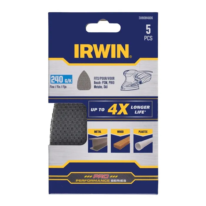 Irwin IRWIN Schuurgaas 5 PCS met klittenband, 105x150mm K240