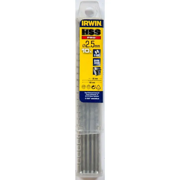 Irwin IRWIN HSS PRO Metaalboor (lang) 118° 2.5mm 10PCS