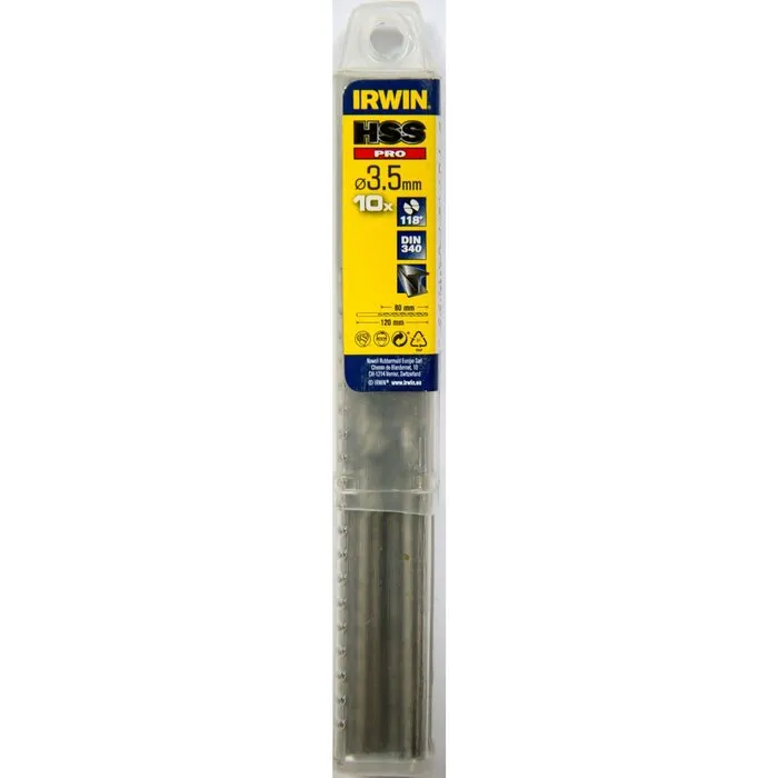 Irwin IRWIN HSS PRO Metaalboor (lang) 118° 3.5mm 10PCS