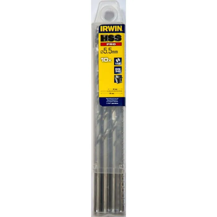 Irwin IRWIN HSS PRO Metaalboor (lang) 118° 5.5mm 10PCS
