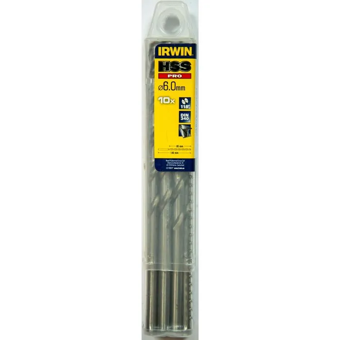 Irwin IRWIN HSS PRO Metaalboor (lang) 118° 6.0mm 10PCS