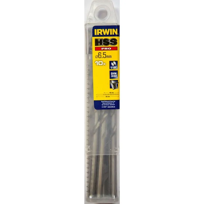 Irwin IRWIN HSS PRO Metaalboor (lang) 118° 6.5mm 10PCS