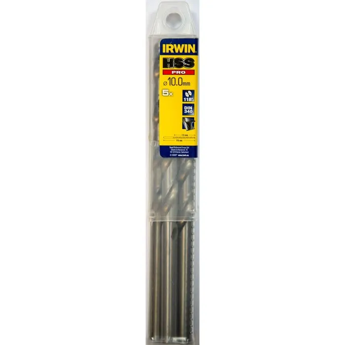 Irwin IRWIN HSS PRO Metaalboor (lang) 118° 10.0mm 5PCS