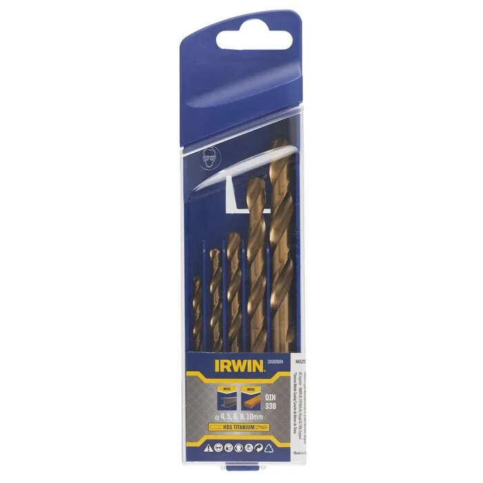 Irwin IRWIN HSS Metaalboren 135° Titanium, 5PCS Set: 4/5/6/8/10mm