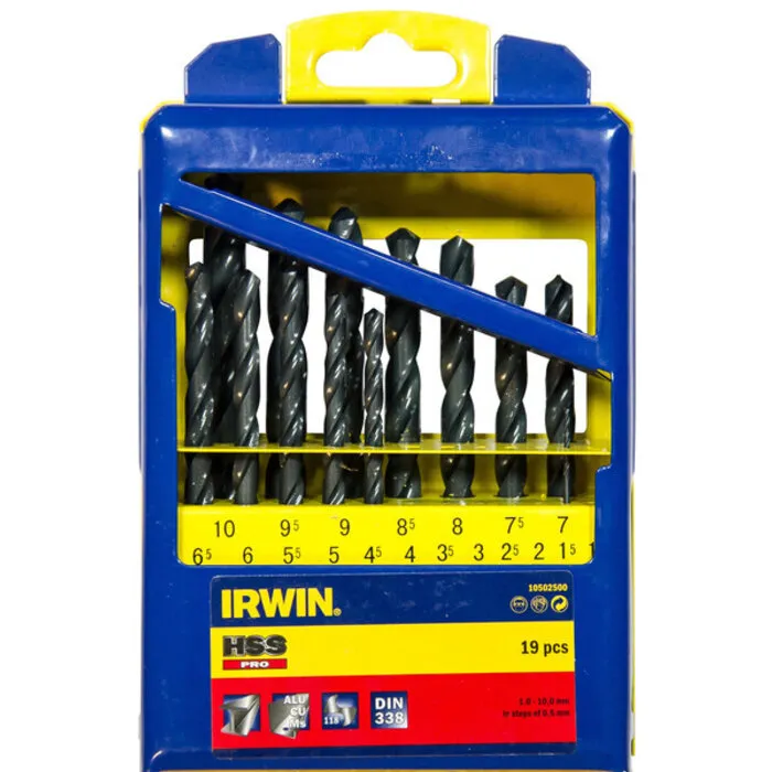 Irwin IRWIN HSS PRO, 19PCS Set in metalen koffer: 1,0 - 10,0 mm